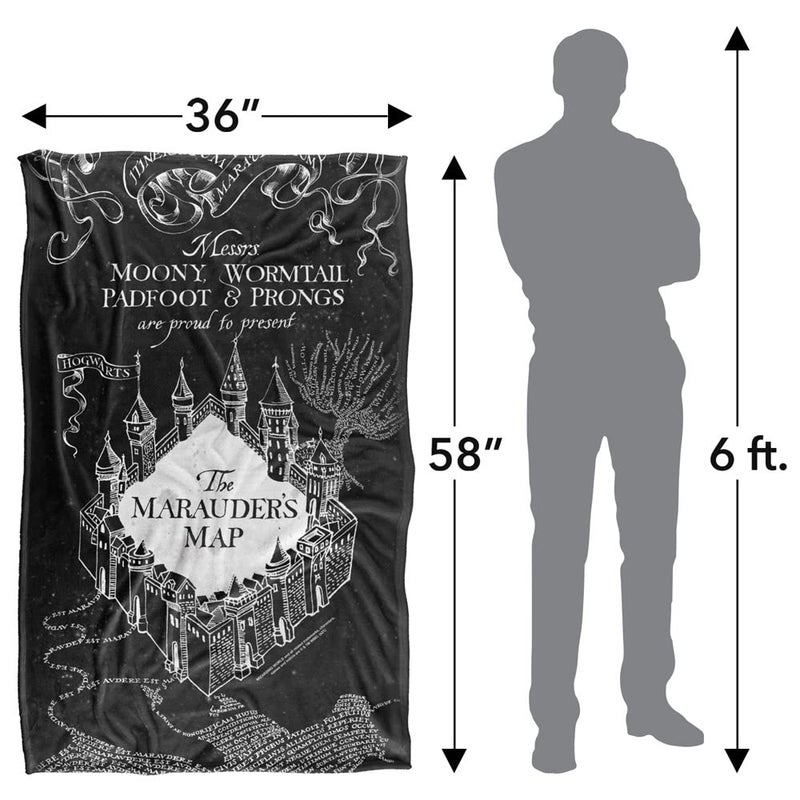LOGOVISION Harry Potter Marauder's Map Officially Licensed Silky Touch Super Soft Throw Blanket 36"" x 58""  Black and White - Image 5